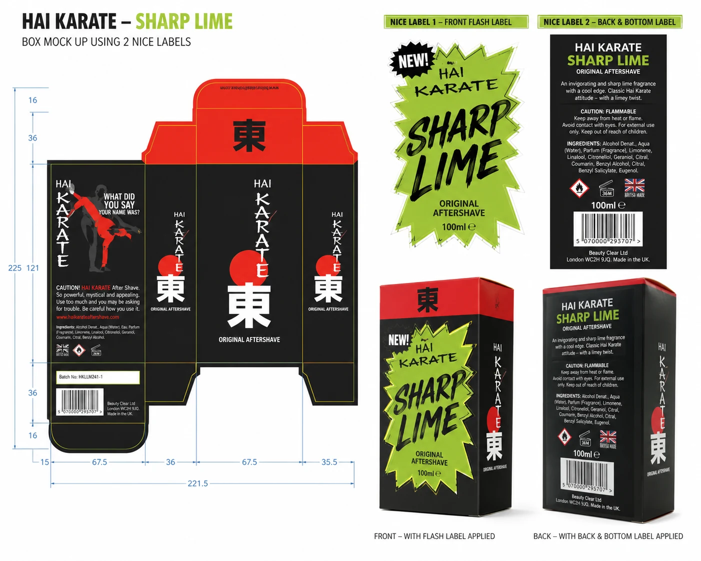 Sharp Lime packaging and label concept board