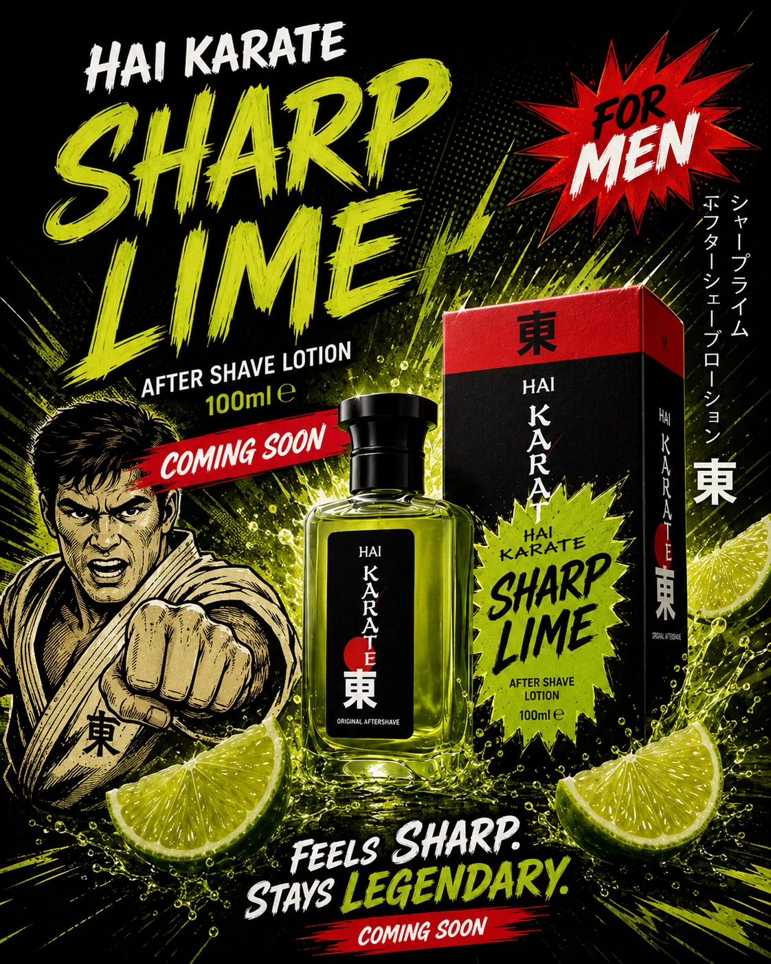 Comic-book style Hai Karate Sharp Lime poster